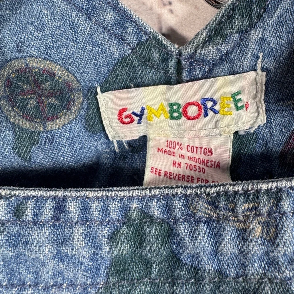 Gymboree Rainbow Tag Denim Overalls with Map Print